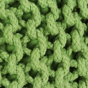 Puf z ręcznie dzierganym pokryciem z bawełny, 50x35 cm, zielony