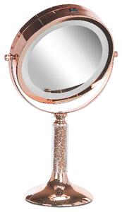 Lusterko kosmetyczne LED powiększenie 1x/5x metalowa rama ø 13 cm różowe złoto Baixas Beliani