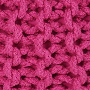 Puf z ręcznie dzierganym pokryciem z bawełny, 50x35 cm, różowy