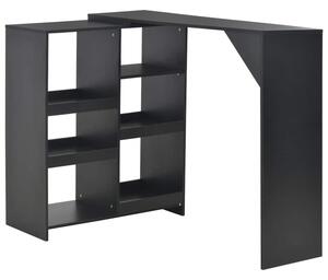 Stolik barowy z przestawnym regałem, czarny, 138 x 39 x 110 cm