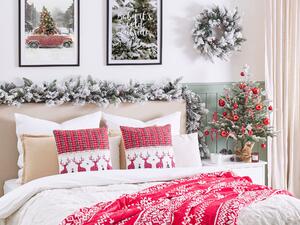 Zestaw 2 poduszek dekoracyjnych krata w renifery 45 x 45cm czerwono-biały Robbie Beliani