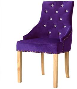 Krzesła stołowe 4 szt., fioletowe, lite drewno dębowe i aksamit
