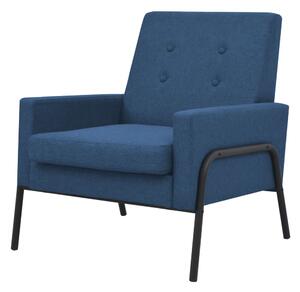 Fotel, niebieski, stal i tkanina