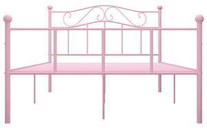 Różowe metalowe łóżko dwuosobowe 140x200 cm - Okla