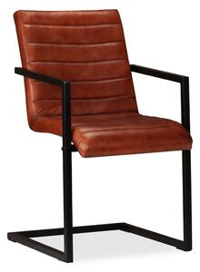 Krzesła stołowe, 4 szt., brązowe, skóra naturalna