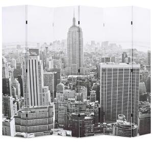Składany parawan, 228x170 cm, Nowy Jork za dnia, czarno-biały