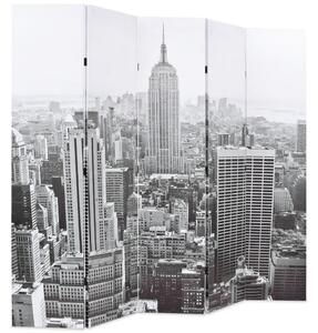 Składany parawan, 200x170 cm, Nowy Jork za dnia, czarno-biały