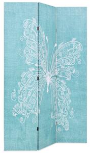 Składany parawan, 120x170 cm, niebieski z motylem