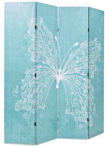 Składany parawan, 160x170 cm, niebieski z motylem