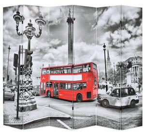 Składany parawan, 228x170 cm, londyński autobus, czarno-biały