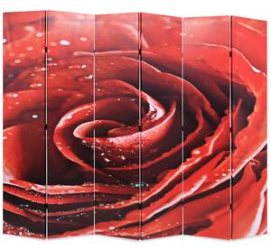Składany parawan, 228x170 cm, czerwona róża