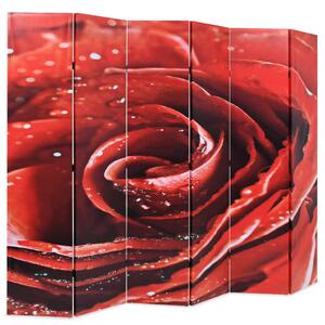 Składany parawan, 228x170 cm, czerwona róża