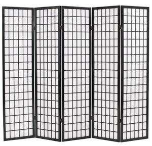 Składany parawan 5-panelowy w stylu japońskim, 200x170, czarny