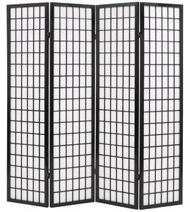 Składany parawan 4-panelowy w stylu japońskim, 160x170, czarny