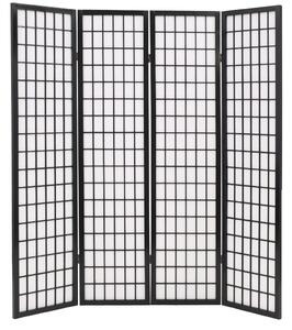 Składany parawan 4-panelowy w stylu japońskim, 160x170, czarny