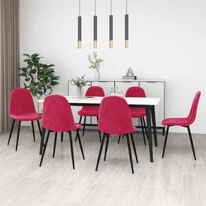 Krzesła stołowe, 6 szt., winna czerwień, obite aksamitem
