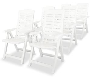 Rozkładane krzesła ogrodowe, 6 szt., plastikowe, białe