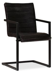 Krzesła stołowe, 6 szt., antracytowe, skóra naturalna