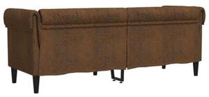 Sofa chesterfield, trzyosobowa, brÄ zowa, obita tkaninÄ