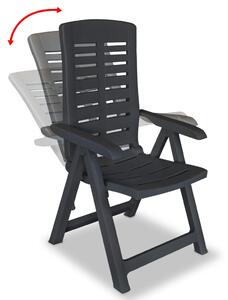 Rozkładane krzesła ogrodowe, 2 szt., plastikowe, antracytowe