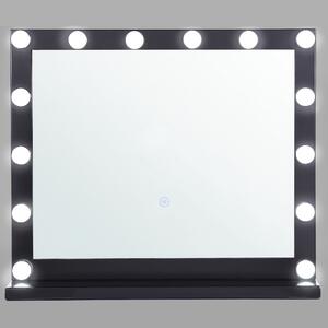Lustro z oświetleniem LED prostokątne 50 x 60 cm do łazienki czarne Beauvoir Beliani