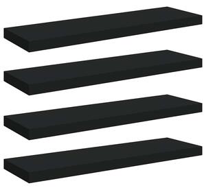 Półki ścienne, 4 szt., czarne, 80 x 23,5 x 3,8 cm, mdf