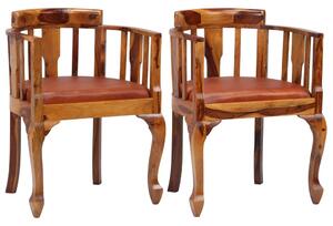 Krzesła do jadalni, 2 szt., prawdziwa skóra i drewno sheesham