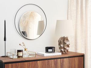 Lustro metalowe okrągłe 50 cm czarne minimalistyczny salon Agde Beliani