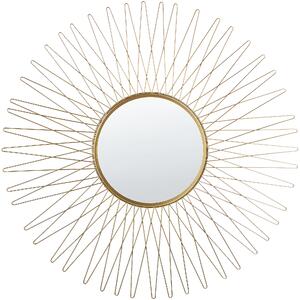 Ozdobne lustro okrągłe złote w kształcie słońca 70 cm Saumur Beliani