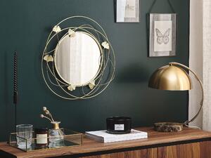 Glamour lustro ozdobne złote okrągłe 47 cm miłorząb liście drzewo salon Anglet Beliani