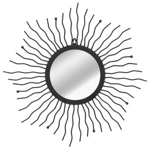 Lustro ścienne w kształcie słońca, 60 cm, czarne