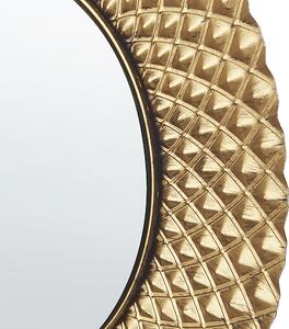 Lustro z szeroką złotą ramą okrągłe glamour do salonu sypialni Tulon Beliani
