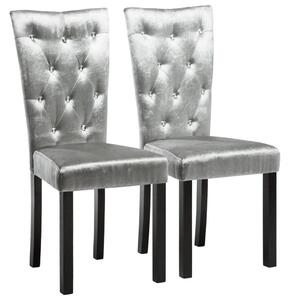 Krzesła stołowe, 2 szt., srebrne, aksamit