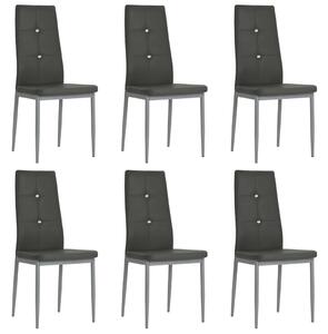 Krzesła stołowe, 6 szt., szare, obite sztuczną skórą