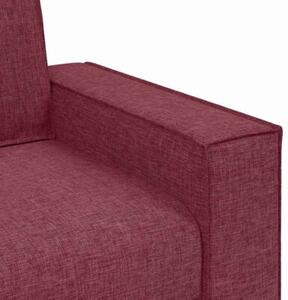 Sofa 3 szt. czerwone wino tkanina lniana