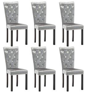 Krzesła stołowe, 6 szt., srebrne, aksamitne