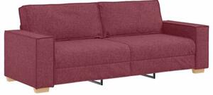Sofa 3 szt. czerwone wino tkanina lniana