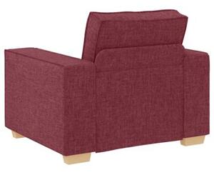 Sofa 3 szt. czerwone wino tkanina lniana