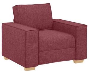 Sofa 3 szt. czerwone wino tkanina lniana