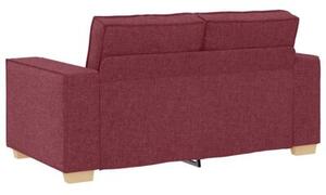 Sofa 3 szt. czerwone wino tkanina lniana