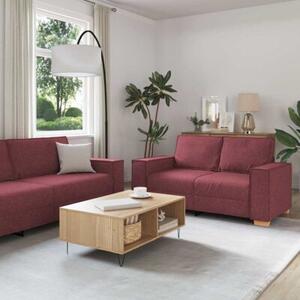Sofa 3 szt. czerwone wino tkanina lniana