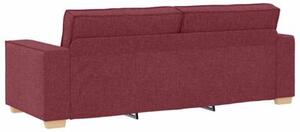 Sofa 3 szt. czerwone wino tkanina lniana