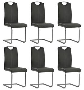 Krzesła stołowe, wspornikowe, 6 szt., szare, sztuczna skóra