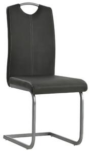 Krzesła stołowe, wspornikowe, 6 szt., szare, sztuczna skóra