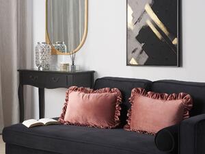 Zestaw 2 poduszek dekoracyjnych welurowy 30 x 50 cm z falbankami różowy Kalanchoe Beliani