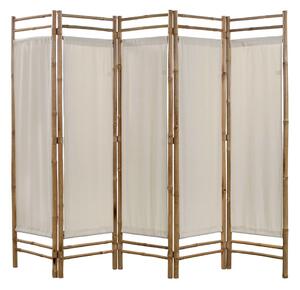 5-panelowy składany parawan z bambusowa i płótna, 200 cm