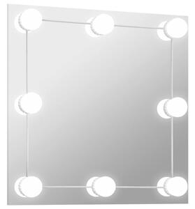Lustro Åcienne z lampkami LED, kwadratowe, szklane