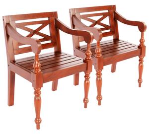 Krzesła Batavia, 2 szt., ciemnobrązowe, lite drewno mahoniowe
