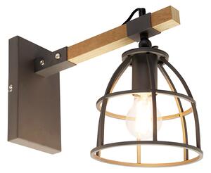 Smart wandlamp zwart met hout verstelbaar incl. Wifi A60 - Arthur Oswietlenie wewnetrzne