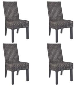 Krzesła stołowe, 4 szt., brązowe, rattan Kubu i drewno mango